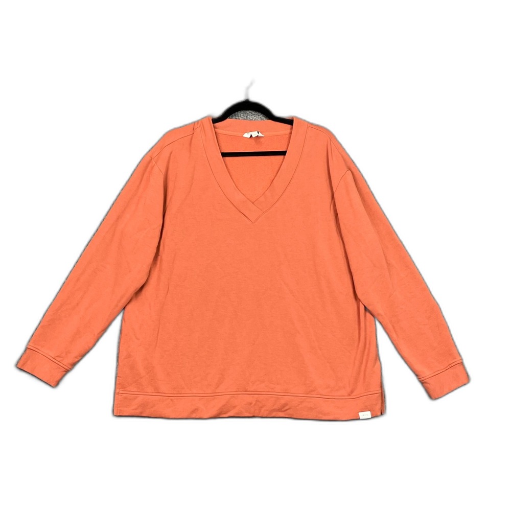 Orvis Sweatshirt Womens XL Slit Hem V Neck Long Sleeve Fleece Lined Grunge Surf